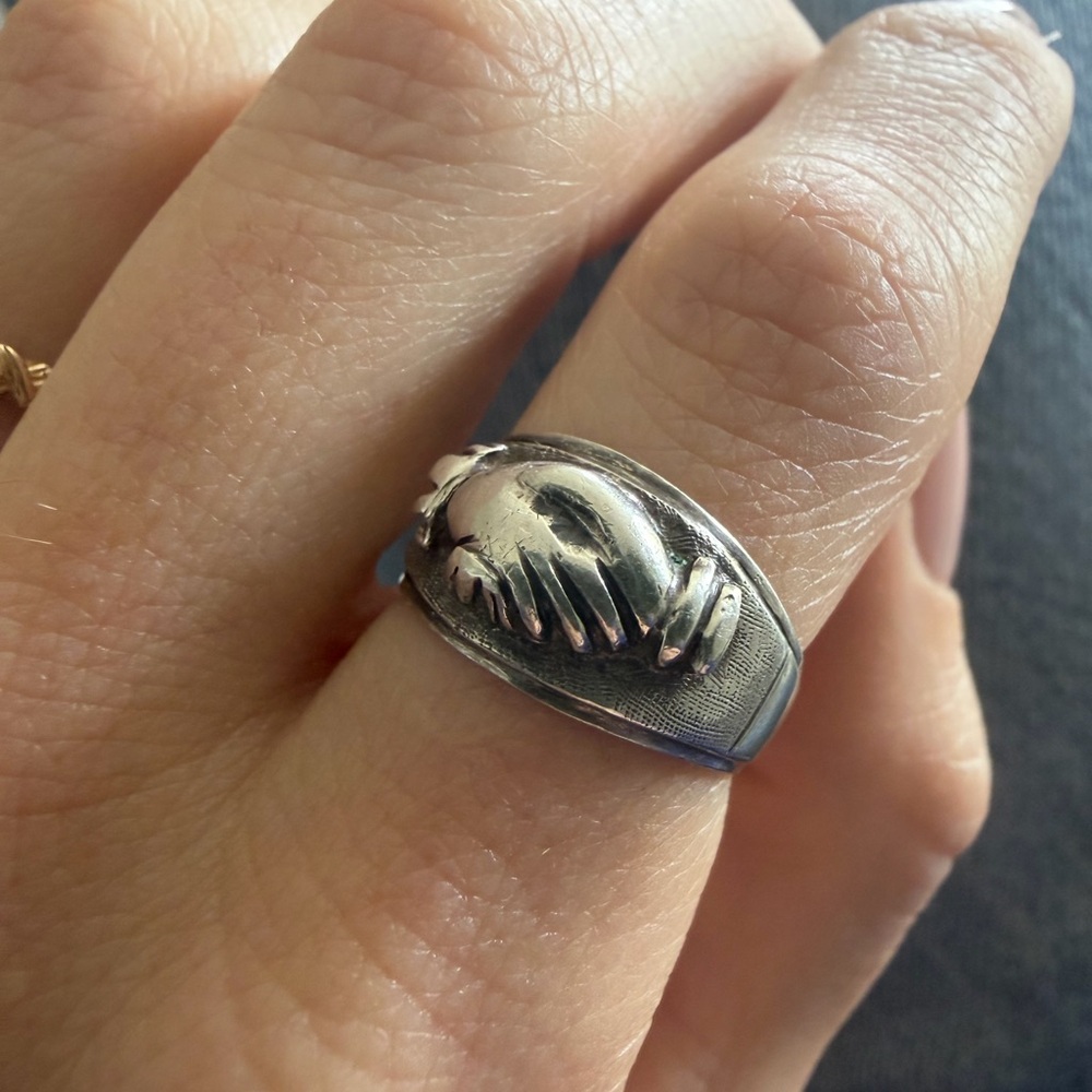 Antique Fede Ring Sterling Silver